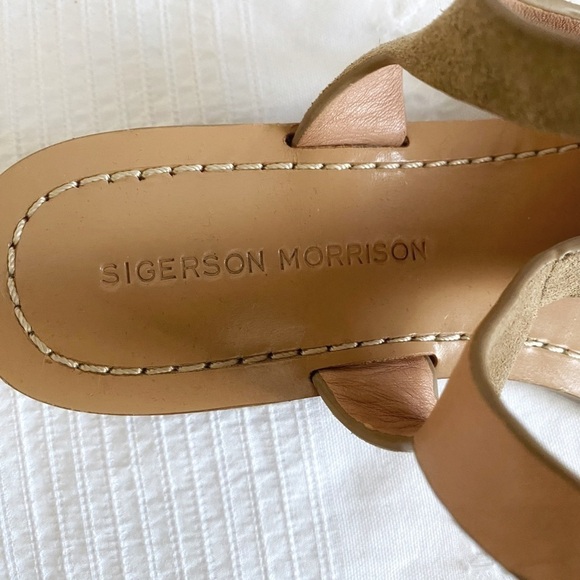 SIGERSON MORRISON BEIGE NEUTRAL SUEDE ANKLE BUCKLE FLIP FLOP SANDALS - 7 - Picture 6 of 6